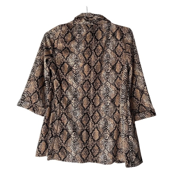 Women's Snakeskin Animal Print Blazer Jacket Open Front Lightweight, Sz L - Picture 2 of 9